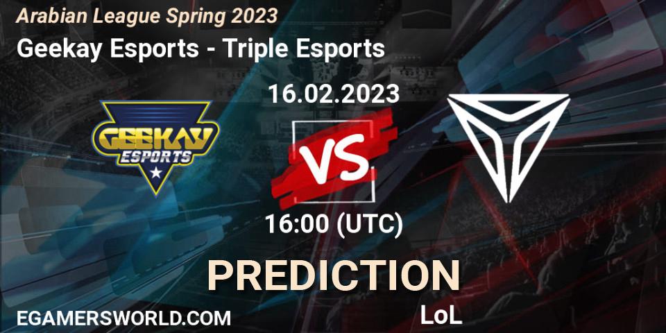 Pronósticos Geekay Esports - Triple Esports. 16.02.23. Arabian League Spring 2023 - LoL