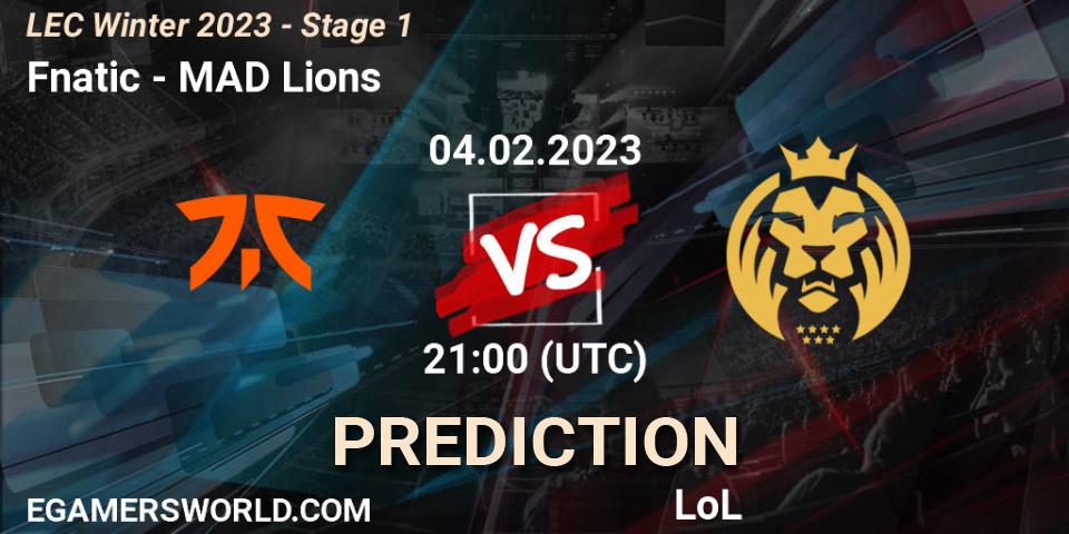 Pronósticos Fnatic - MAD Lions. 04.02.23. LEC Winter 2023 - Stage 1 - LoL