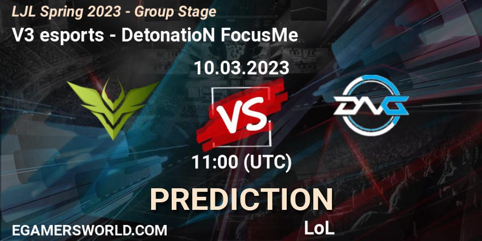 Pronósticos V3 esports - DetonatioN FocusMe. 10.03.23. LJL Spring 2023 - Group Stage - LoL