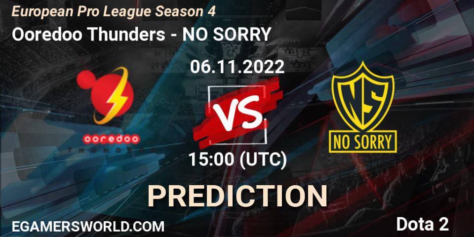 Pronósticos Ooredoo Thunders - NO SORRY. 12.11.22. European Pro League Season 4 - Dota 2