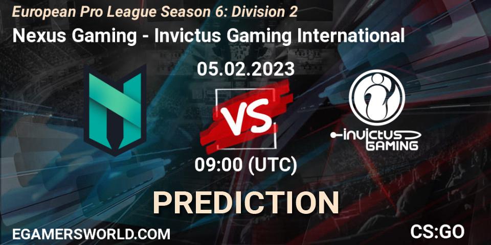 Pronósticos Nexus Gaming - Invictus Gaming International. 05.02.23. European Pro League Season 6: Division 2 - CS2 (CS:GO)