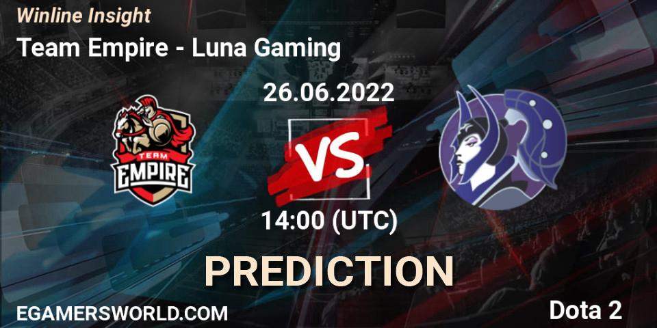Pronósticos Team Empire - Luna Gaming. 26.06.22. Winline Insight - Dota 2