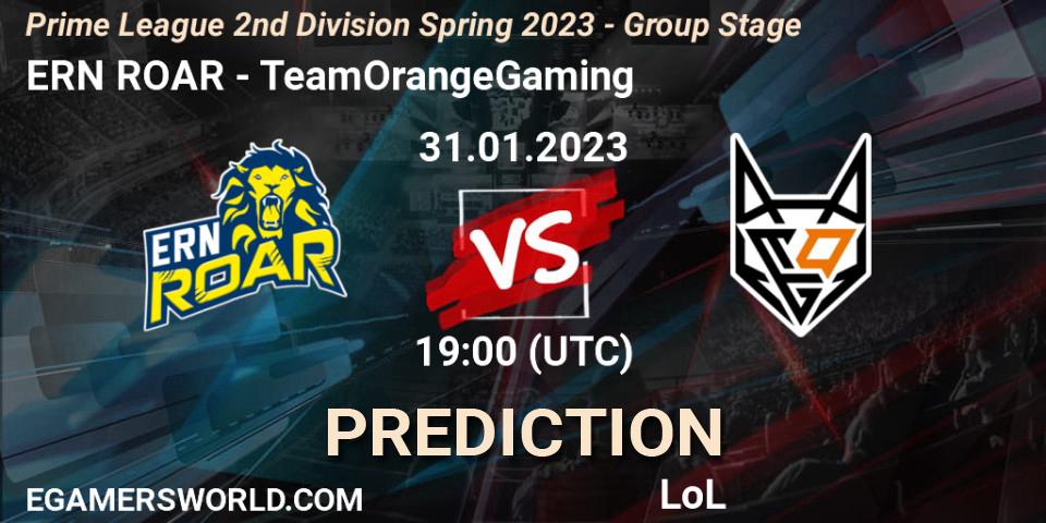 Pronósticos ERN ROAR - TeamOrangeGaming. 31.01.23. Prime League 2nd Division Spring 2023 - Group Stage - LoL