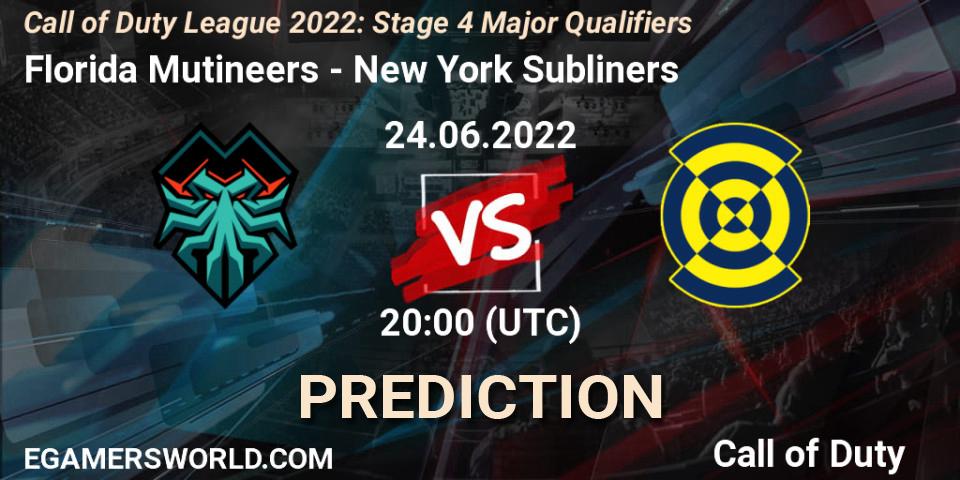 Pronósticos Florida Mutineers - New York Subliners. 24.06.22. Call of Duty League 2022: Stage 4 - Call of Duty