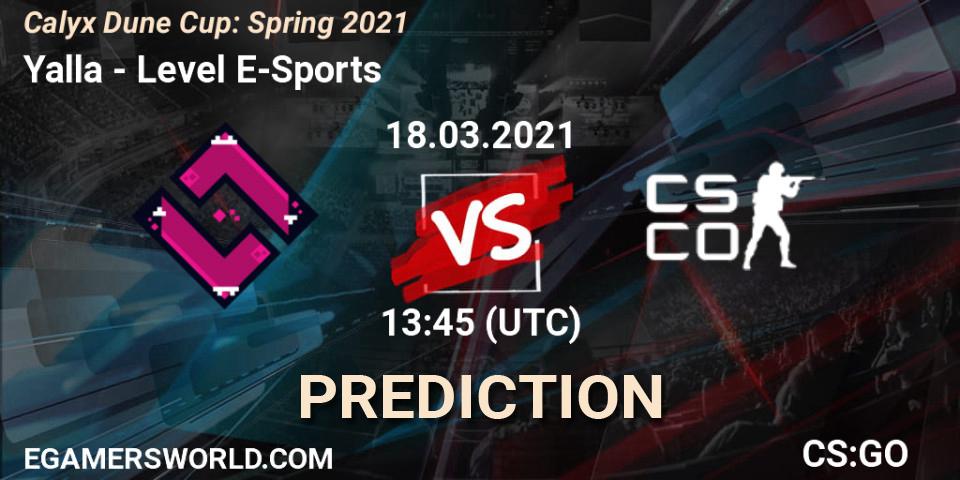 Pronósticos Yalla - Level E-Sports. 18.03.21. Calyx Dune Cup: Spring 2021 - CS2 (CS:GO)
