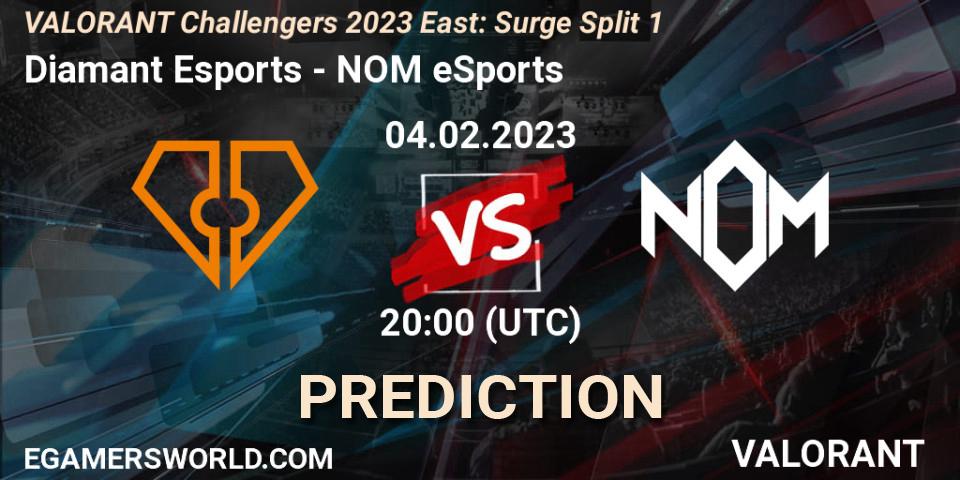 Pronósticos Diamant Esports - NOM eSports. 04.02.23. VALORANT Challengers 2023 East: Surge Split 1 - VALORANT