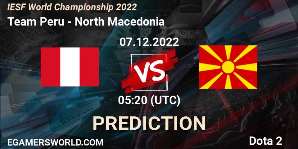 Pronósticos Team Peru - North Macedonia. 07.12.22. IESF World Championship 2022 - Dota 2