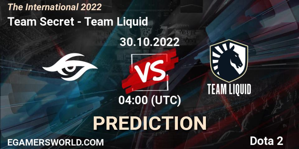 Pronósticos Team Secret - Team Liquid. 30.10.22. The International 2022 - Dota 2