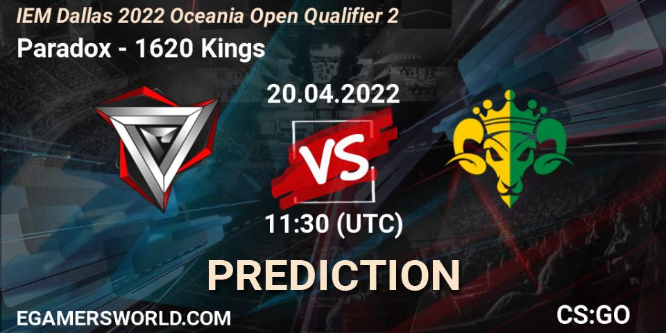 Pronósticos Paradox - 1620 Kings. 20.04.22. IEM Dallas 2022 Oceania Open Qualifier 2 - CS2 (CS:GO)