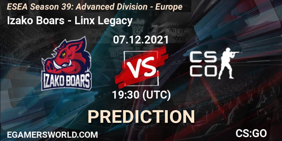 Pronósticos Izako Boars - Linx Legacy eSport. 07.12.21. ESEA Season 39: Advanced Division - Europe - CS2 (CS:GO)