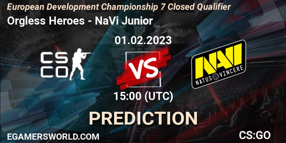 Pronósticos Orgless Heroes - NaVi Junior. 01.02.23. European Development Championship 7 Closed Qualifier - CS2 (CS:GO)