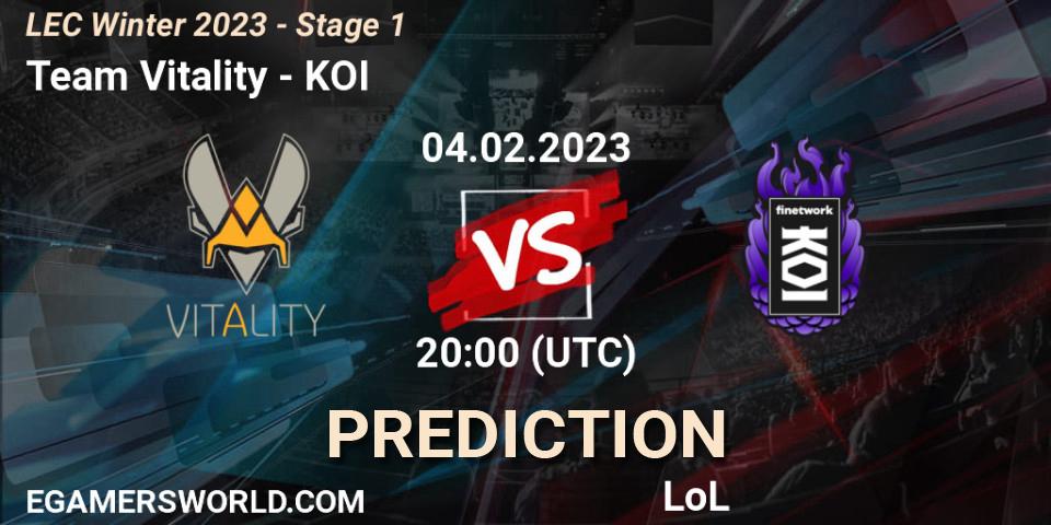 Pronósticos Team Vitality - KOI. 04.02.23. LEC Winter 2023 - Stage 1 - LoL