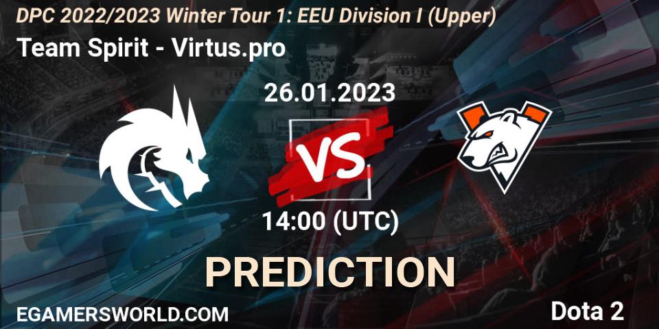 Pronósticos Team Spirit - Virtus.pro. 26.01.23. DPC 2022/2023 Winter Tour 1: EEU Division I (Upper) - Dota 2