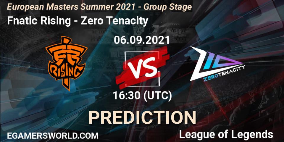 Pronósticos Fnatic Rising - Zero Tenacity. 06.09.21. European Masters Summer 2021 - Group Stage - LoL