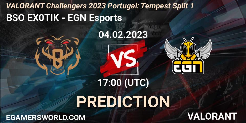 Pronósticos BSO EX0TIK - EGN Esports. 04.02.23. VALORANT Challengers 2023 Portugal: Tempest Split 1 - VALORANT