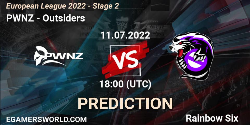 Pronósticos PWNZ - Outsiders. 11.07.22. European League 2022 - Stage 2 - Rainbow Six