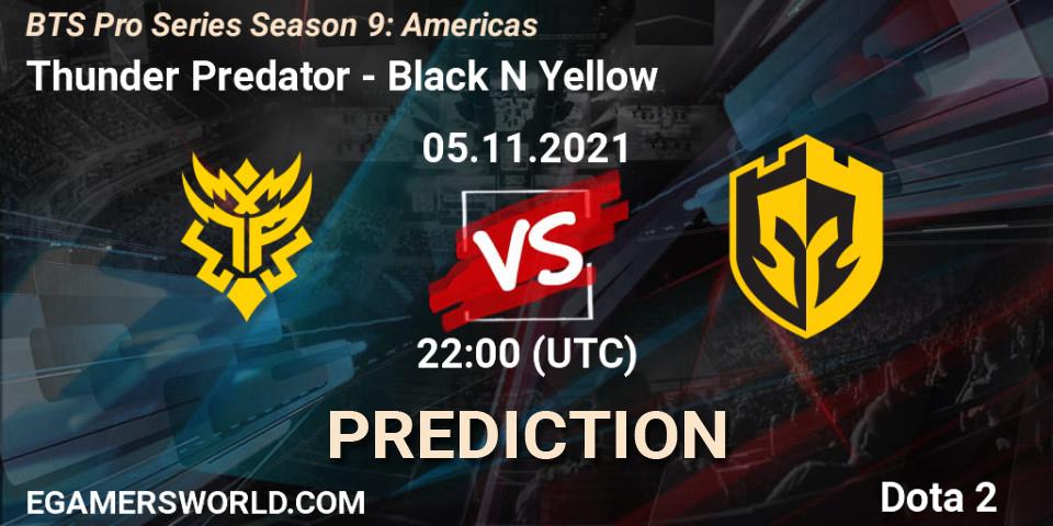 Pronósticos Thunder Predator - Black N Yellow. 06.11.21. BTS Pro Series Season 9: Americas - Dota 2