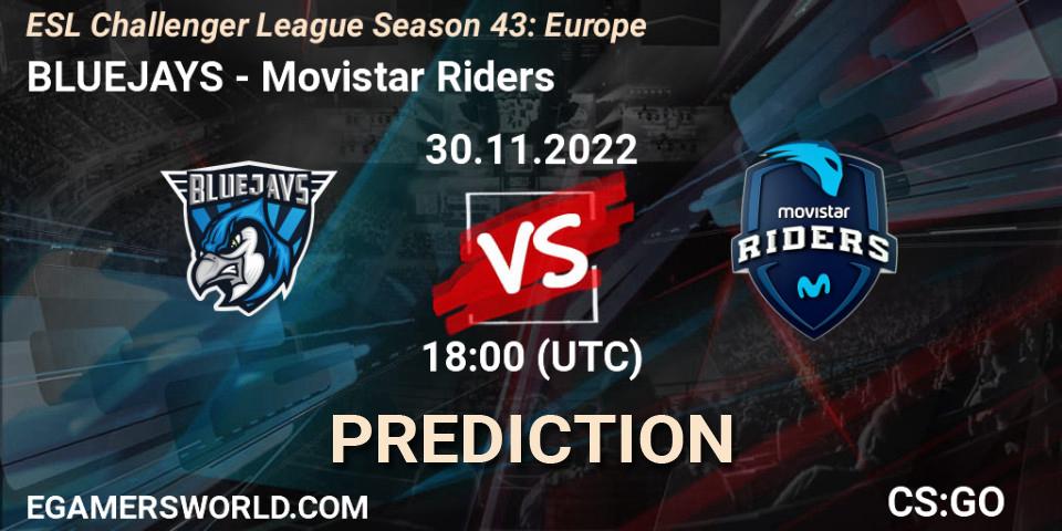 Pronósticos BLUEJAYS - Movistar Riders. 28.11.22. ESL Challenger League Season 43: Europe - CS2 (CS:GO)