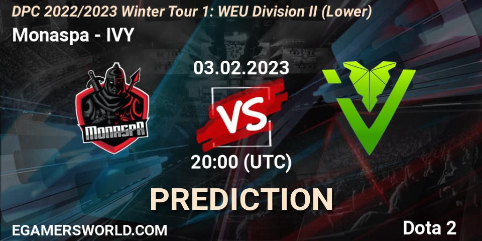 Pronósticos Monaspa - IVY. 03.02.23. DPC 2022/2023 Winter Tour 1: WEU Division II (Lower) - Dota 2