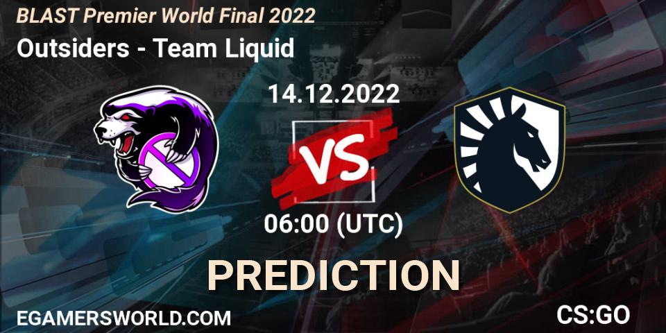 Pronósticos Outsiders - Team Liquid. 14.12.22. BLAST Premier World Final 2022 - CS2 (CS:GO)
