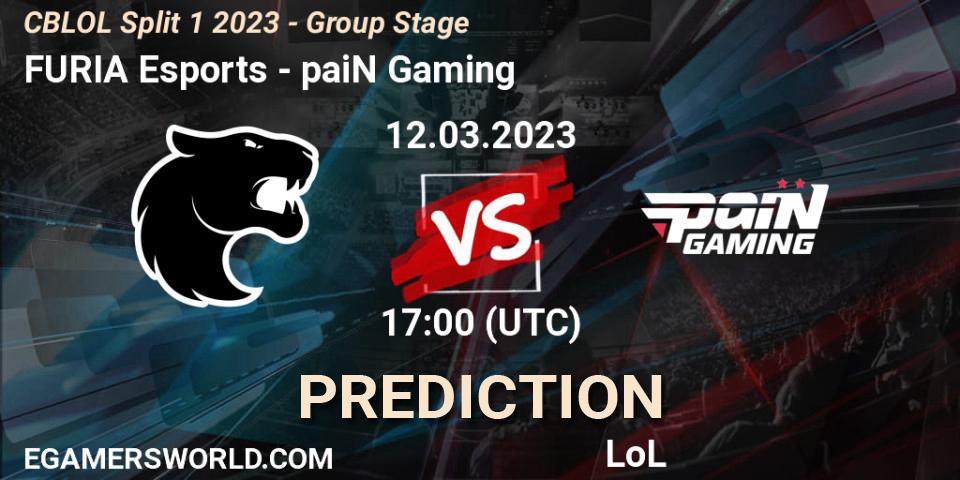 Pronósticos FURIA Esports - paiN Gaming. 12.03.23. CBLOL Split 1 2023 - Group Stage - LoL