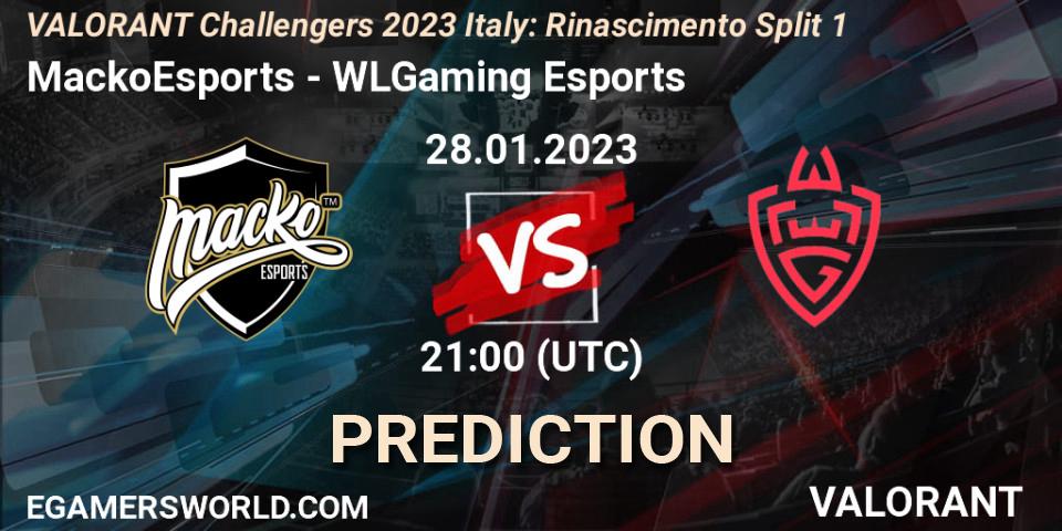 Pronósticos MackoEsports - WLGaming Esports. 28.01.23. VALORANT Challengers 2023 Italy: Rinascimento Split 1 - VALORANT
