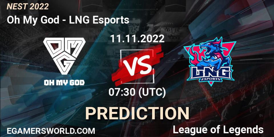 Pronósticos Oh My God - LNG Esports. 11.11.22. NEST 2022 - LoL