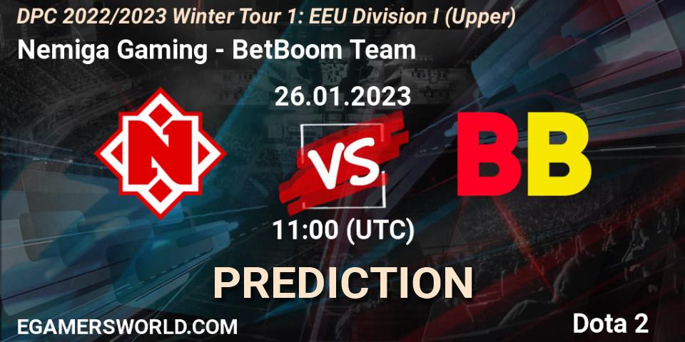 Pronósticos Nemiga Gaming - BetBoom Team. 26.01.23. DPC 2022/2023 Winter Tour 1: EEU Division I (Upper) - Dota 2