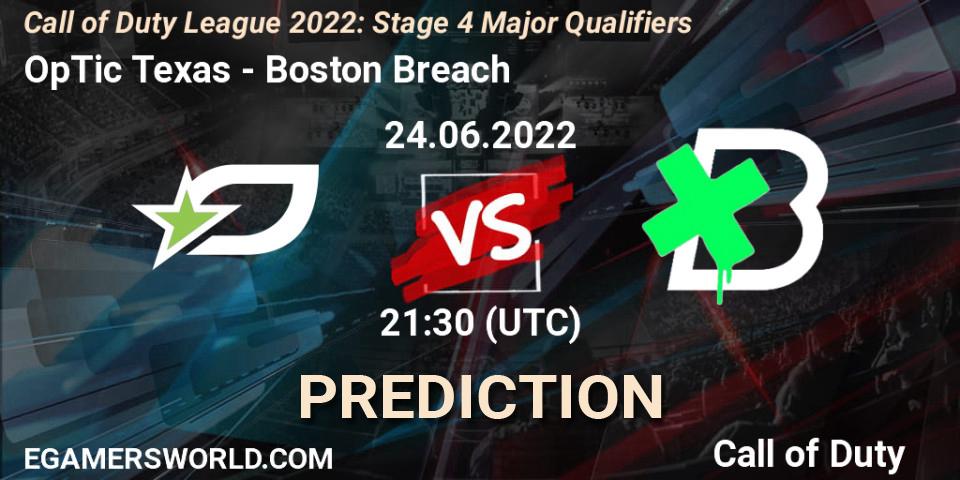 Pronósticos OpTic Texas - Boston Breach. 24.06.22. Call of Duty League 2022: Stage 4 - Call of Duty