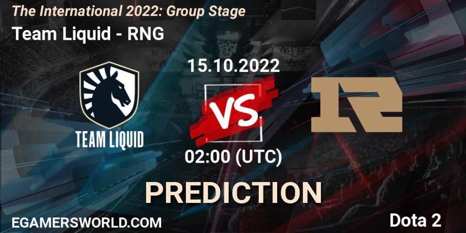 Pronósticos Team Liquid - RNG. 15.10.22. The International 2022: Group Stage - Dota 2
