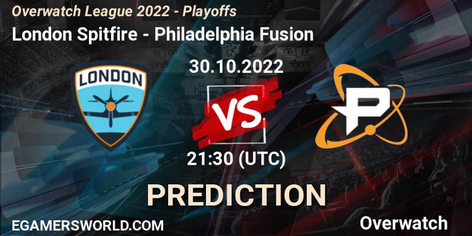 Pronósticos London Spitfire - Philadelphia Fusion. 30.10.22. Overwatch League 2022 - Playoffs - Overwatch