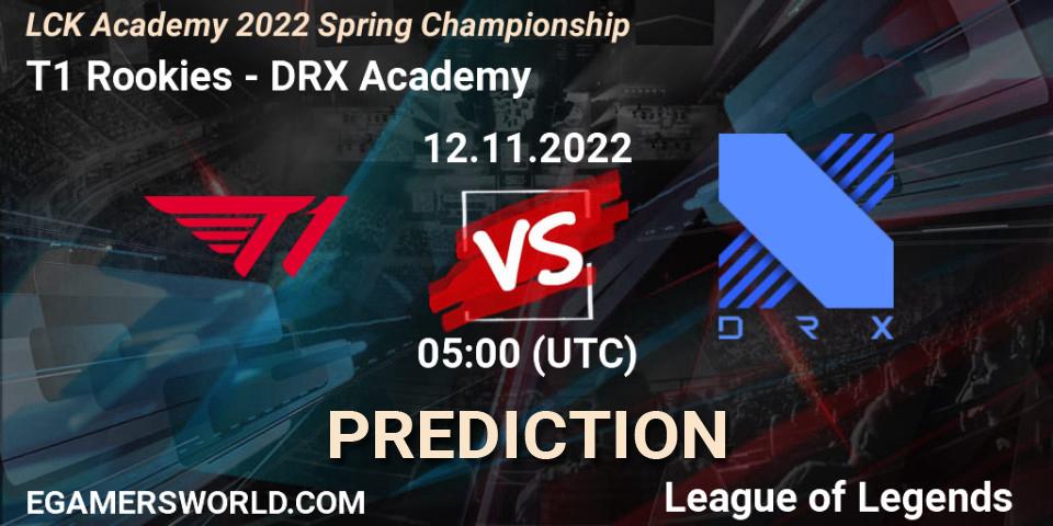 Pronósticos T1 Rookies - DRX Academy. 12.11.22. LCK Academy 2022 Spring Championship - LoL