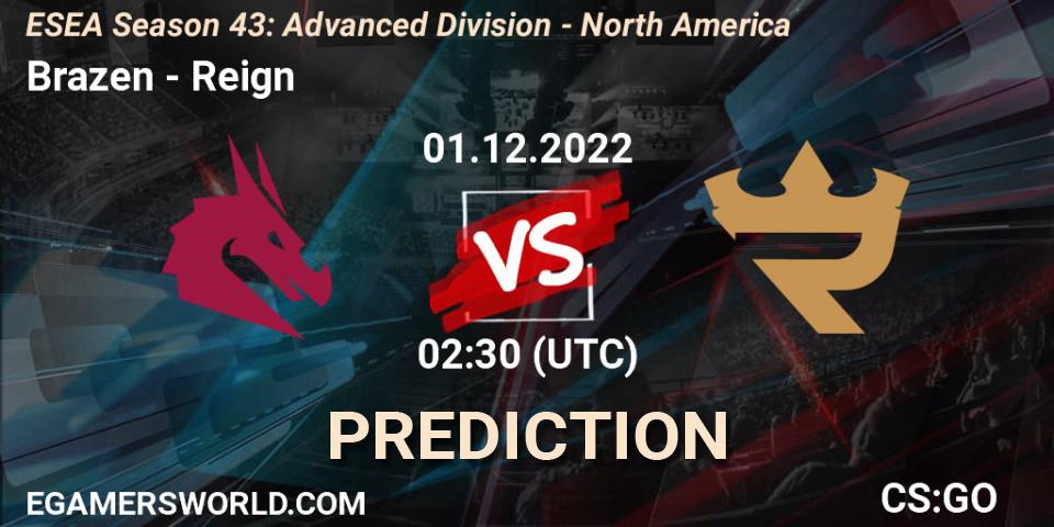 Pronósticos Brazen - Reign. 01.12.22. ESEA Season 43: Advanced Division - North America - CS2 (CS:GO)