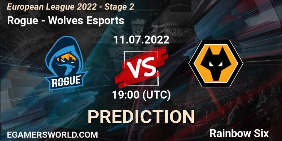 Pronósticos Rogue - Wolves Esports. 11.07.22. European League 2022 - Stage 2 - Rainbow Six