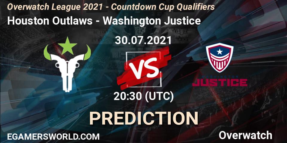Pronósticos Houston Outlaws - Washington Justice. 30.07.21. Overwatch League 2021 - Countdown Cup Qualifiers - Overwatch