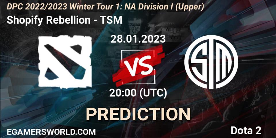 Pronósticos Shopify Rebellion - TSM. 28.01.23. DPC 2022/2023 Winter Tour 1: NA Division I (Upper) - Dota 2