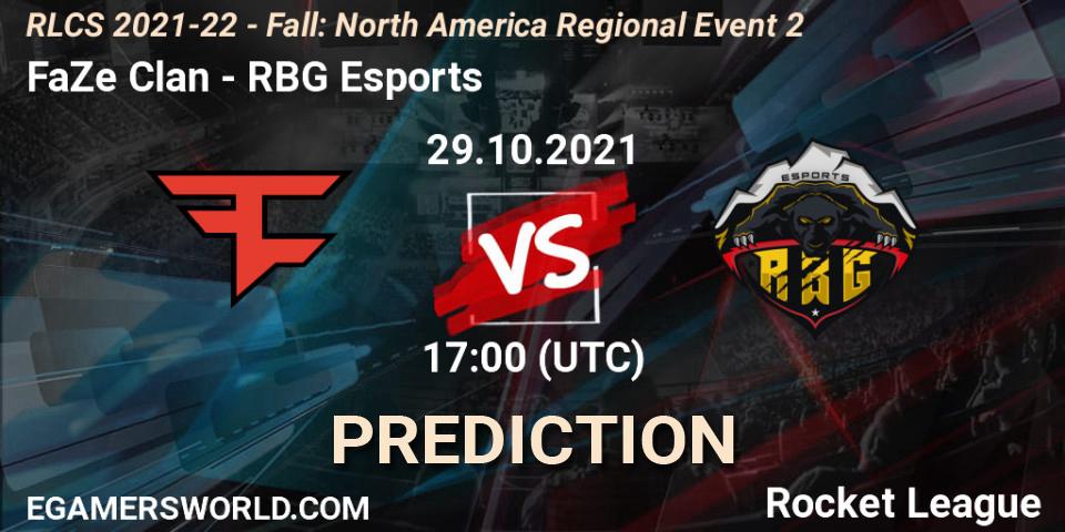 Pronósticos FaZe Clan - RBG Esports. 29.10.21. RLCS 2021-22 - Fall: North America Regional Event 2 - Rocket League