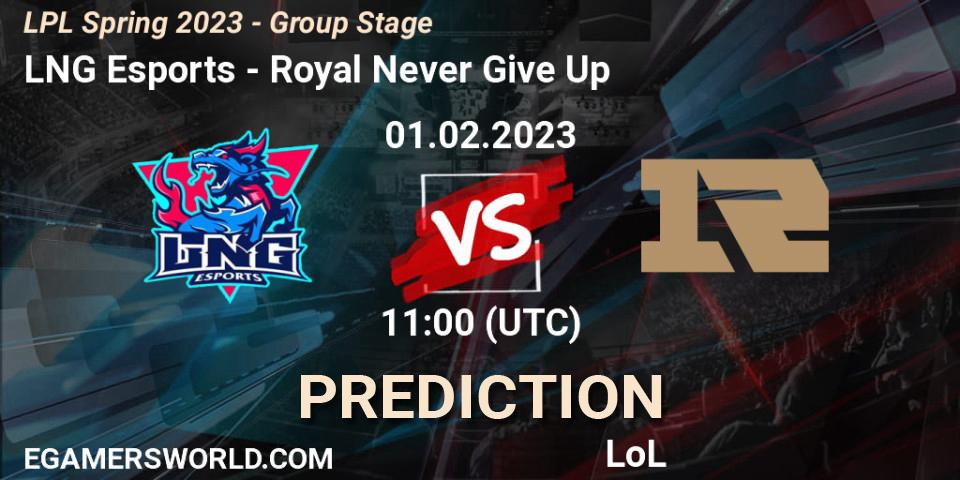 Pronósticos LNG Esports - Royal Never Give Up. 01.02.23. LPL Spring 2023 - Group Stage - LoL