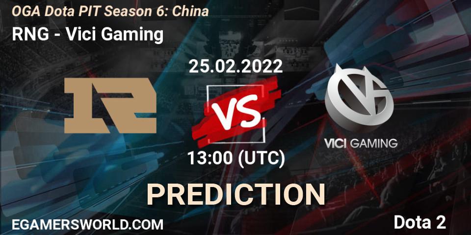 Pronósticos RNG - Vici Gaming. 25.02.22. OGA Dota PIT Season 6: China - Dota 2