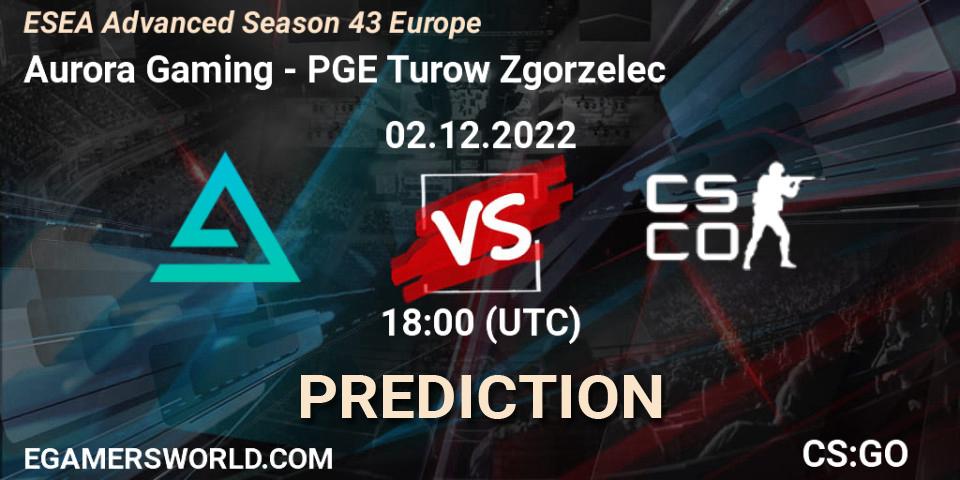 Pronósticos Aurora - PGE Turow Zgorzelec. 02.12.22. ESEA Season 43: Advanced Division - Europe - CS2 (CS:GO)