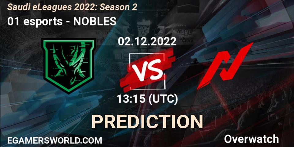 Pronósticos 01 esports - NOBLES. 02.12.22. Saudi eLeagues 2022: Season 2 - Overwatch