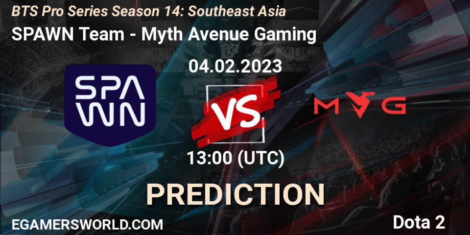 Pronósticos SPAWN Team - Myth Avenue Gaming. 04.02.23. BTS Pro Series Season 14: Southeast Asia - Dota 2