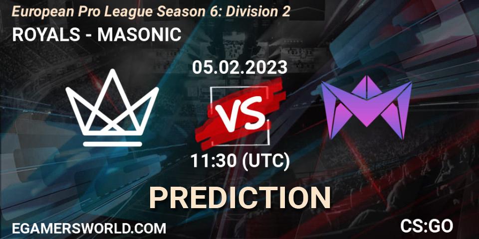 Pronósticos ROYALS - MASONIC. 05.02.23. European Pro League Season 6: Division 2 - CS2 (CS:GO)
