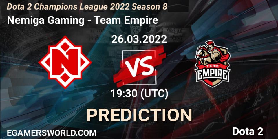 Pronósticos Nemiga Gaming - Team Empire. 27.03.22. Dota 2 Champions League 2022 Season 8 - Dota 2