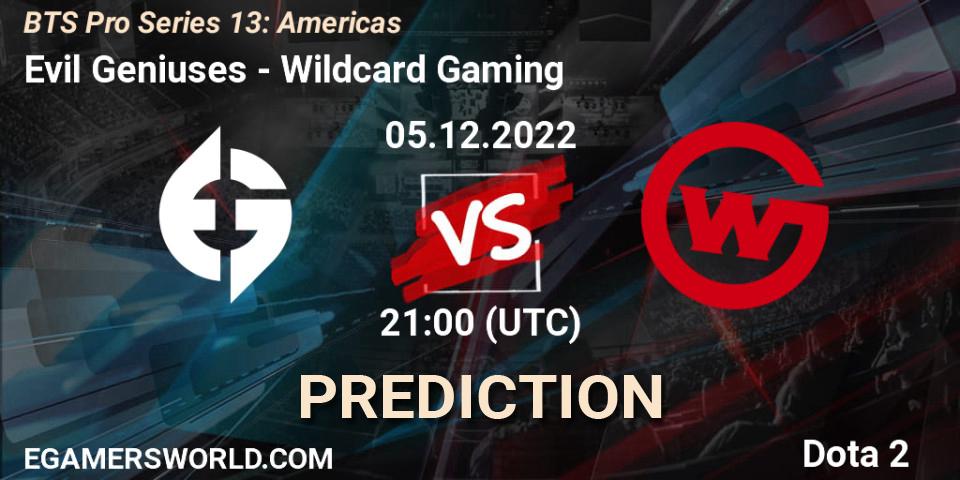 Pronósticos Evil Geniuses - Wildcard Gaming. 05.12.22. BTS Pro Series 13: Americas - Dota 2