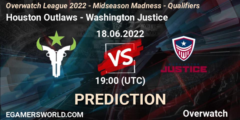 Pronósticos Houston Outlaws - Washington Justice. 18.06.22. Overwatch League 2022 - Midseason Madness - Qualifiers - Overwatch
