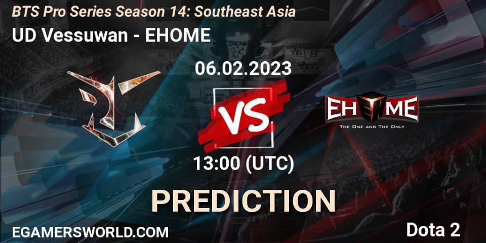 Pronósticos UD Vessuwan - EHOME. 06.02.23. BTS Pro Series Season 14: Southeast Asia - Dota 2