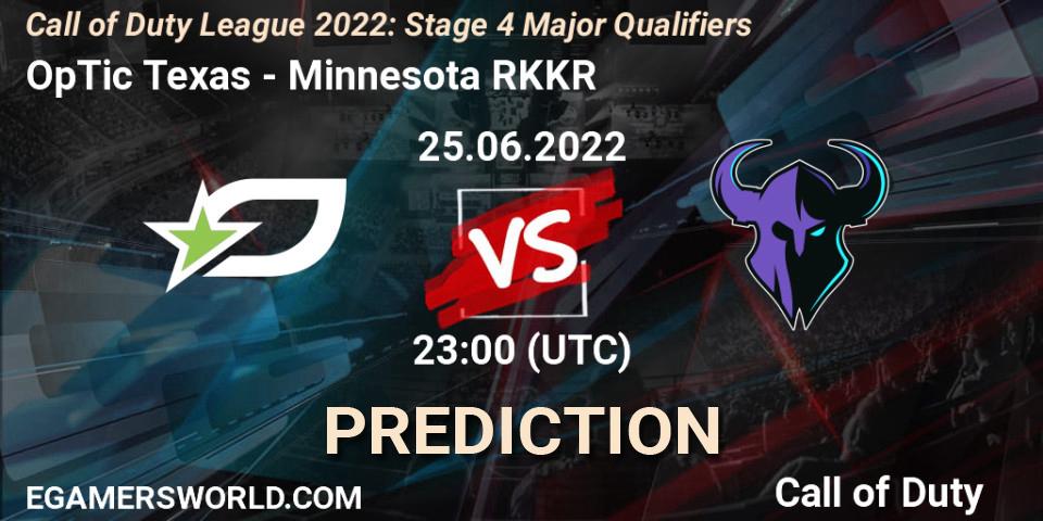Pronósticos OpTic Texas - Minnesota RØKKR. 25.06.22. Call of Duty League 2022: Stage 4 - Call of Duty