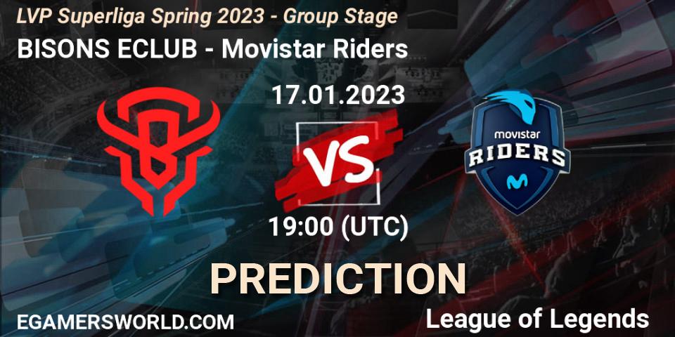 Pronósticos BISONS ECLUB - Movistar Riders. 17.01.23. LVP Superliga Spring 2023 - Group Stage - LoL