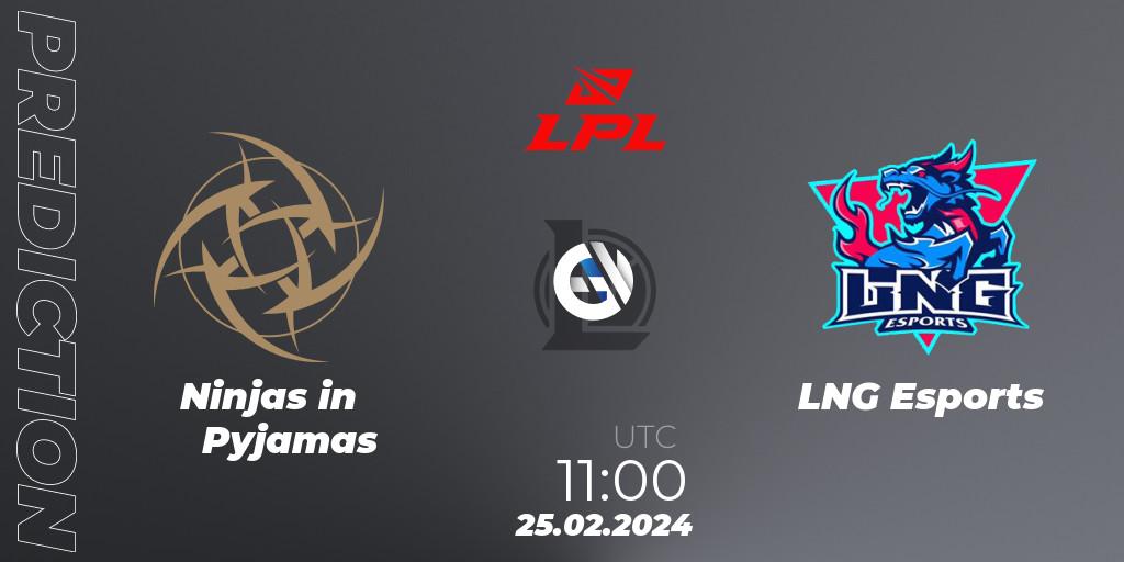 Pronósticos Ninjas in Pyjamas - LNG Esports. 25.02.24. LPL Spring 2024 - Group Stage - LoL